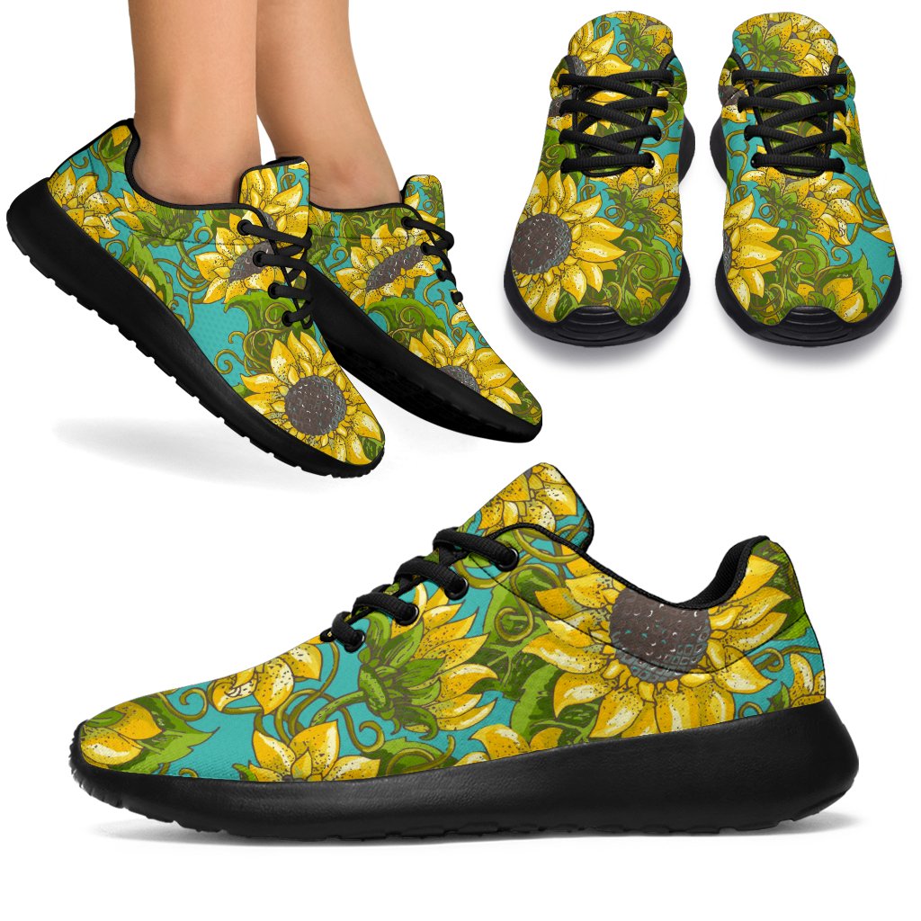 Blooming Sunflower Pattern Print Sport Shoes GearFrost