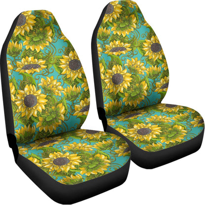Blooming Sunflower Pattern Print Universal Fit Car Seat Covers