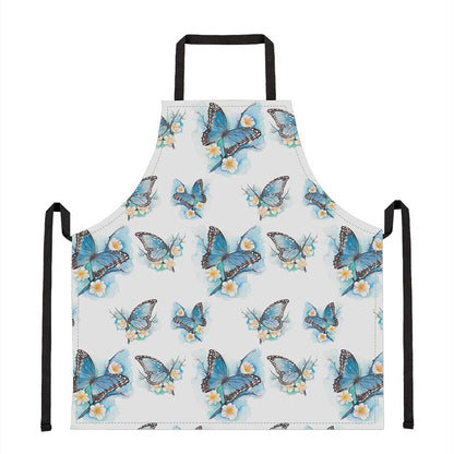 Blossom Blue Butterfly Pattern Print Apron