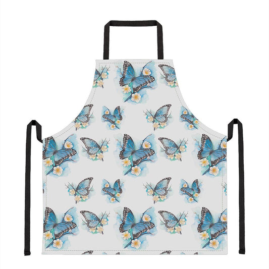 Blossom Blue Butterfly Pattern Print Apron
