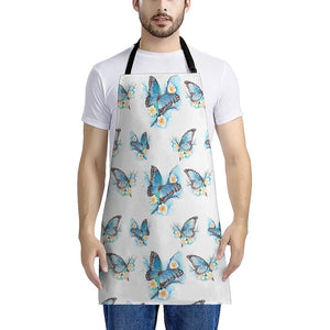 Blossom Blue Butterfly Pattern Print Apron