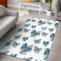 Blossom Blue Butterfly Pattern Print Floor Mat
