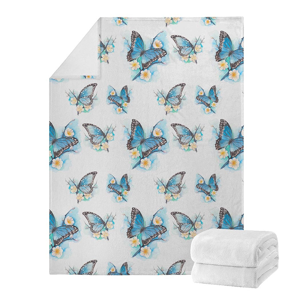 Blossom Blue Butterfly Pattern Print Blanket