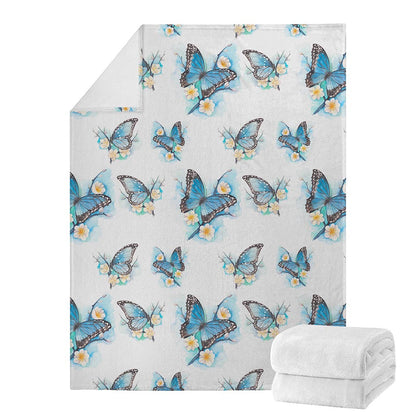 Blossom Blue Butterfly Pattern Print Blanket