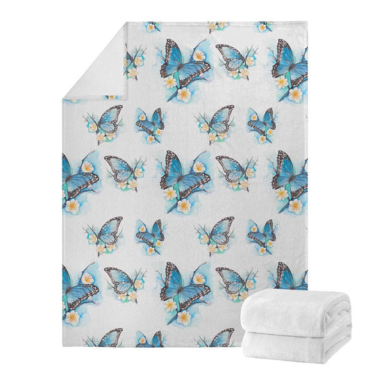 Blossom Blue Butterfly Pattern Print Blanket