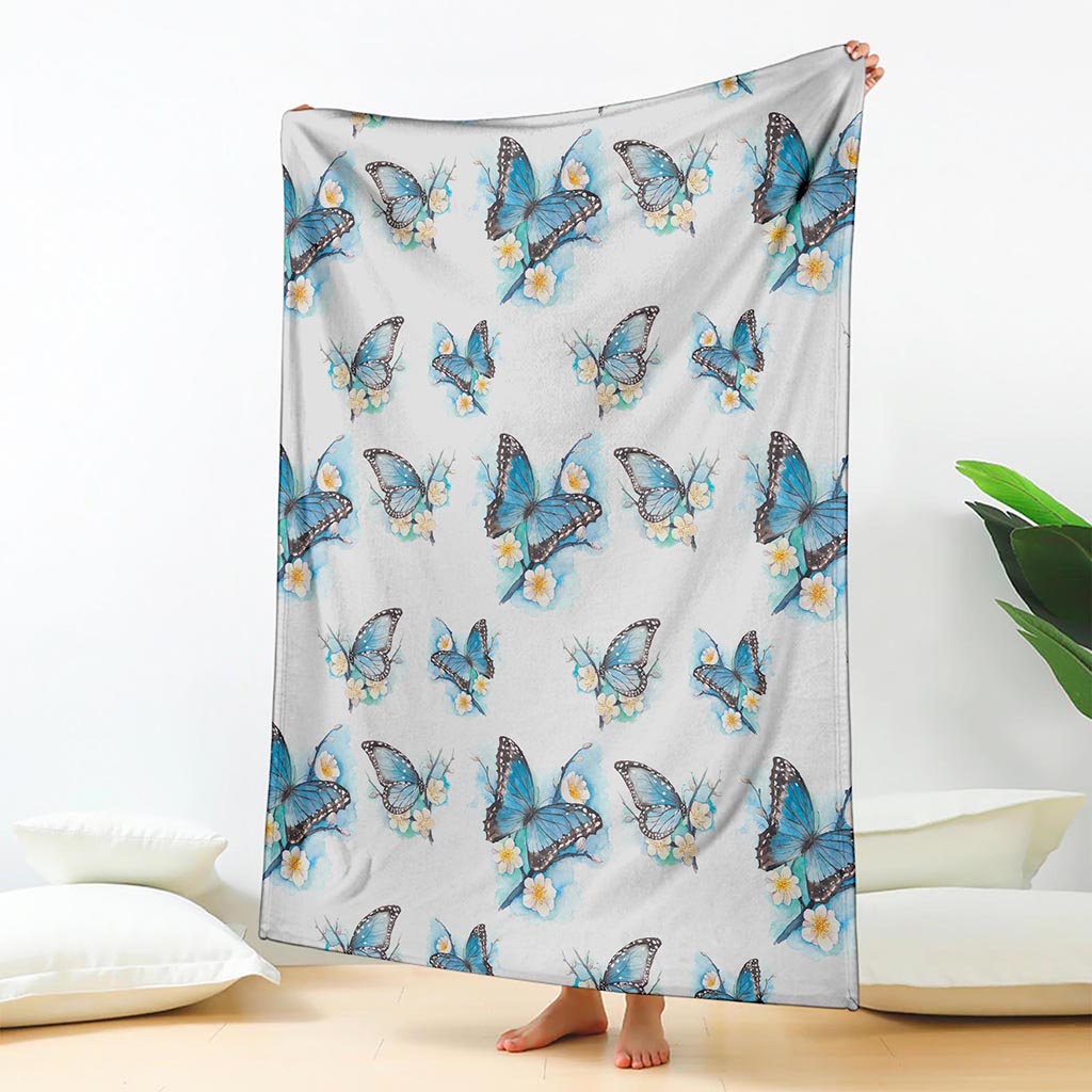 Blossom Blue Butterfly Pattern Print Blanket