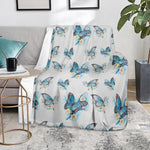 Blossom Blue Butterfly Pattern Print Blanket