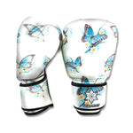 Blossom Blue Butterfly Pattern Print Boxing Gloves