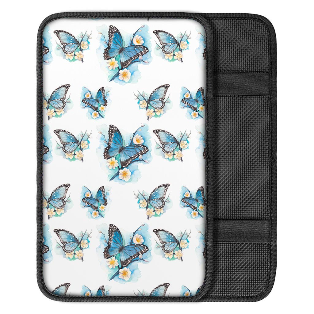 Blossom Blue Butterfly Pattern Print Car Center Console Cover