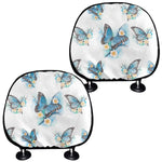 Blossom Blue Butterfly Pattern Print Car Headrest Covers
