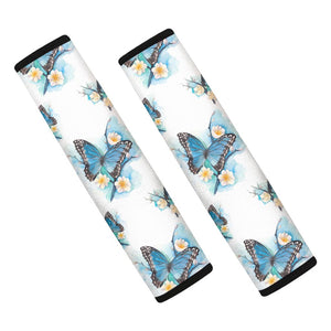 Blossom Blue Butterfly Pattern Print Car Seat Belt Covers