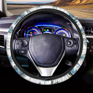 Blossom Blue Butterfly Pattern Print Car Steering Wheel Cover