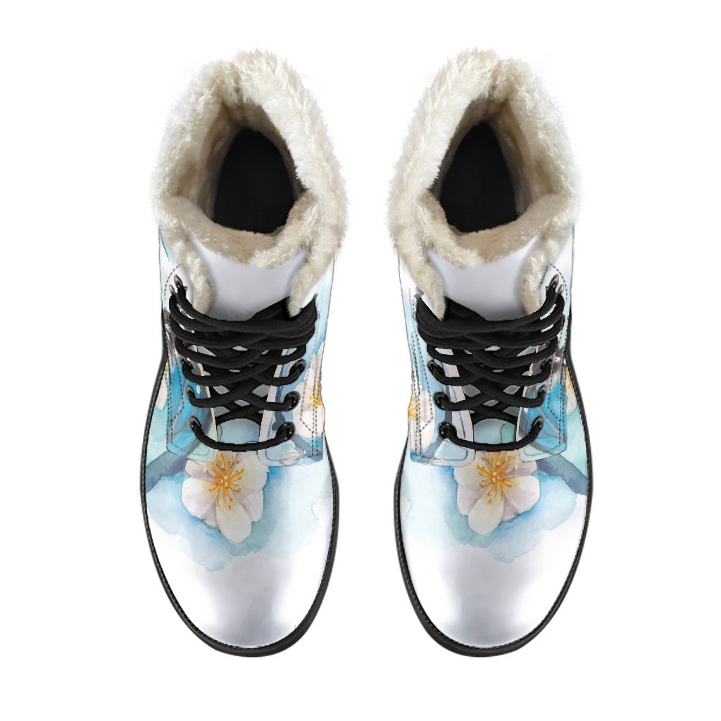 Blossom Blue Butterfly Pattern Print Comfy Boots GearFrost