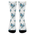 Blossom Blue Butterfly Pattern Print Crew Socks