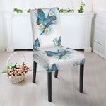 Blossom Blue Butterfly Pattern Print Dining Chair Slipcover