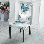 Blossom Blue Butterfly Pattern Print Dining Chair Slipcover