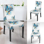Blossom Blue Butterfly Pattern Print Dining Chair Slipcover