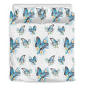 Blossom Blue Butterfly Pattern Print Duvet Cover Bedding Set