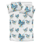 Blossom Blue Butterfly Pattern Print Duvet Cover Bedding Set