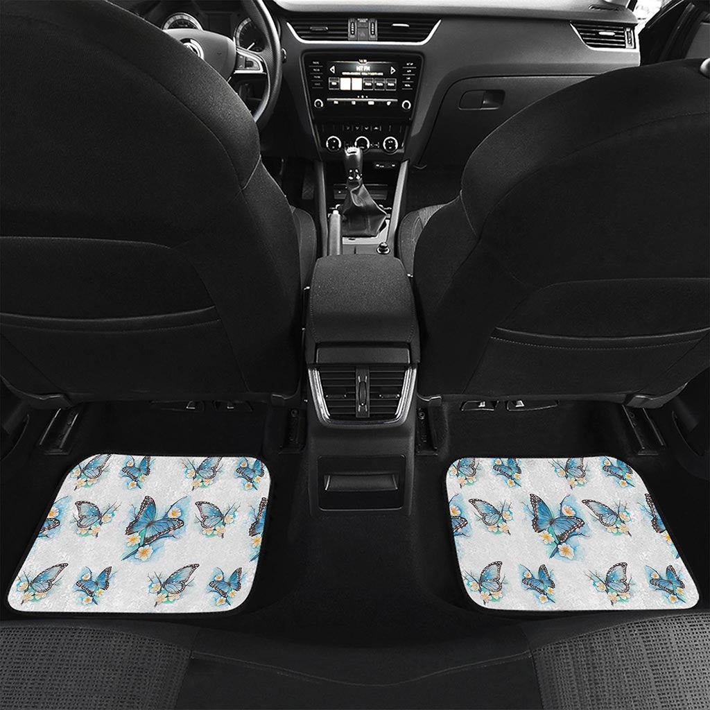 Blossom Blue Butterfly Pattern Print Front and Back Car Floor Mats