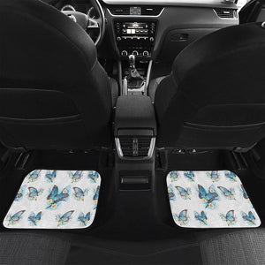 Blossom Blue Butterfly Pattern Print Front and Back Car Floor Mats