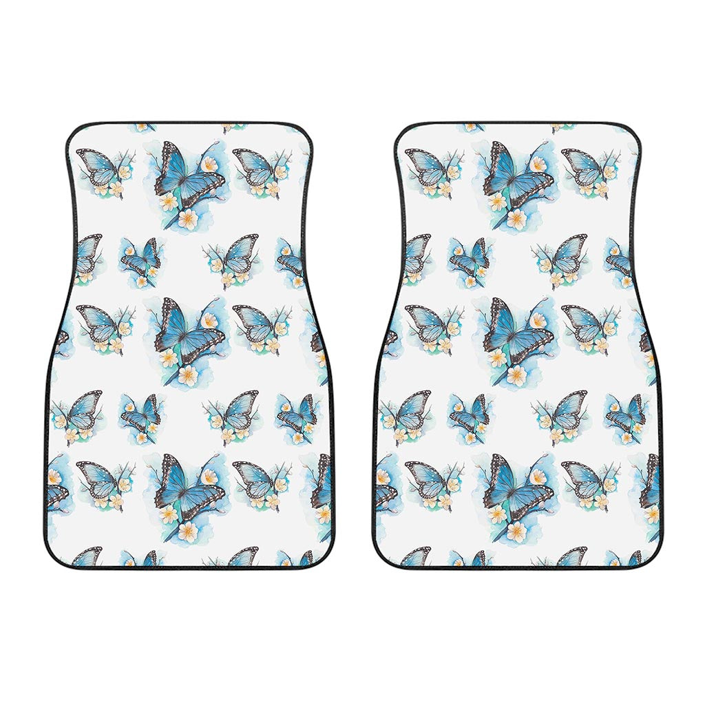 Blossom Blue Butterfly Pattern Print Front Car Floor Mats