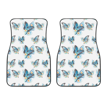Blossom Blue Butterfly Pattern Print Front Car Floor Mats