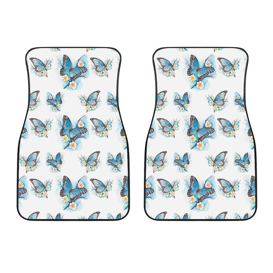Blossom Blue Butterfly Pattern Print Front Car Floor Mats