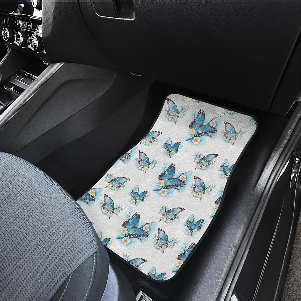 Blossom Blue Butterfly Pattern Print Front Car Floor Mats