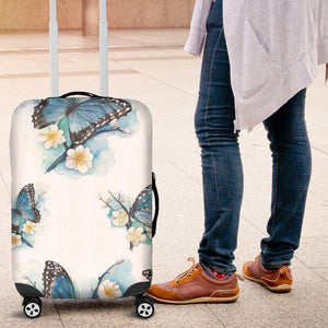 Blossom Blue Butterfly Pattern Print Luggage Cover GearFrost