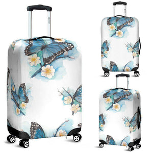 Blossom Blue Butterfly Pattern Print Luggage Cover GearFrost
