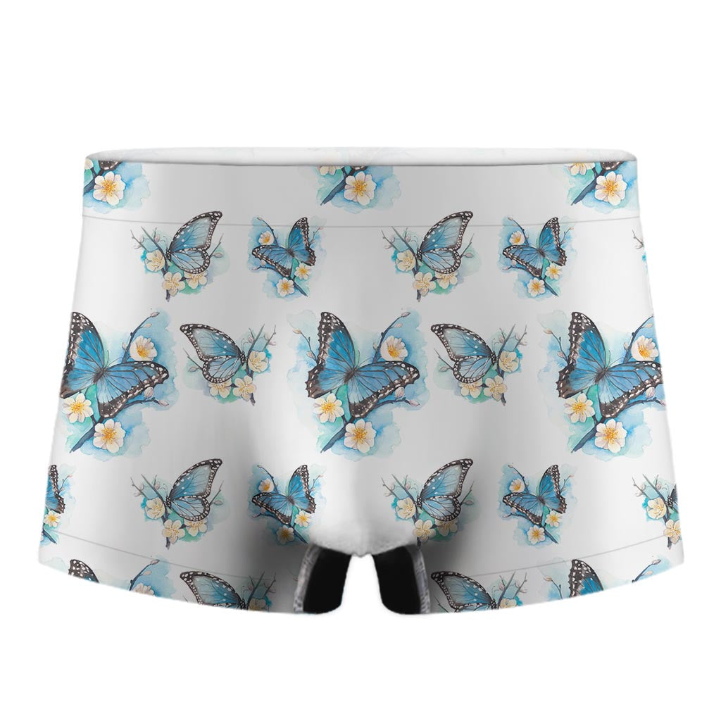 Blossom Blue Butterfly Pattern Print Men's Boxer Briefs