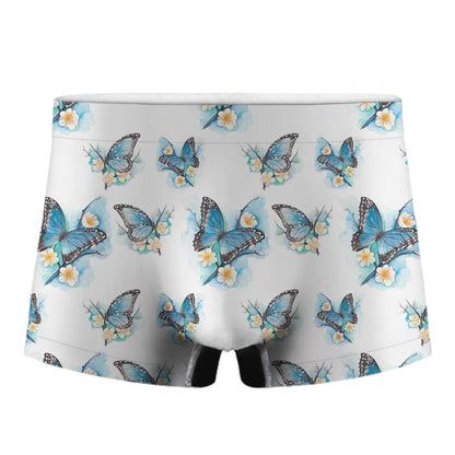 Blossom Blue Butterfly Pattern Print Men's Boxer Briefs