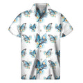 Blossom Blue Butterfly Pattern Print Men's Short Sleeve Shirt