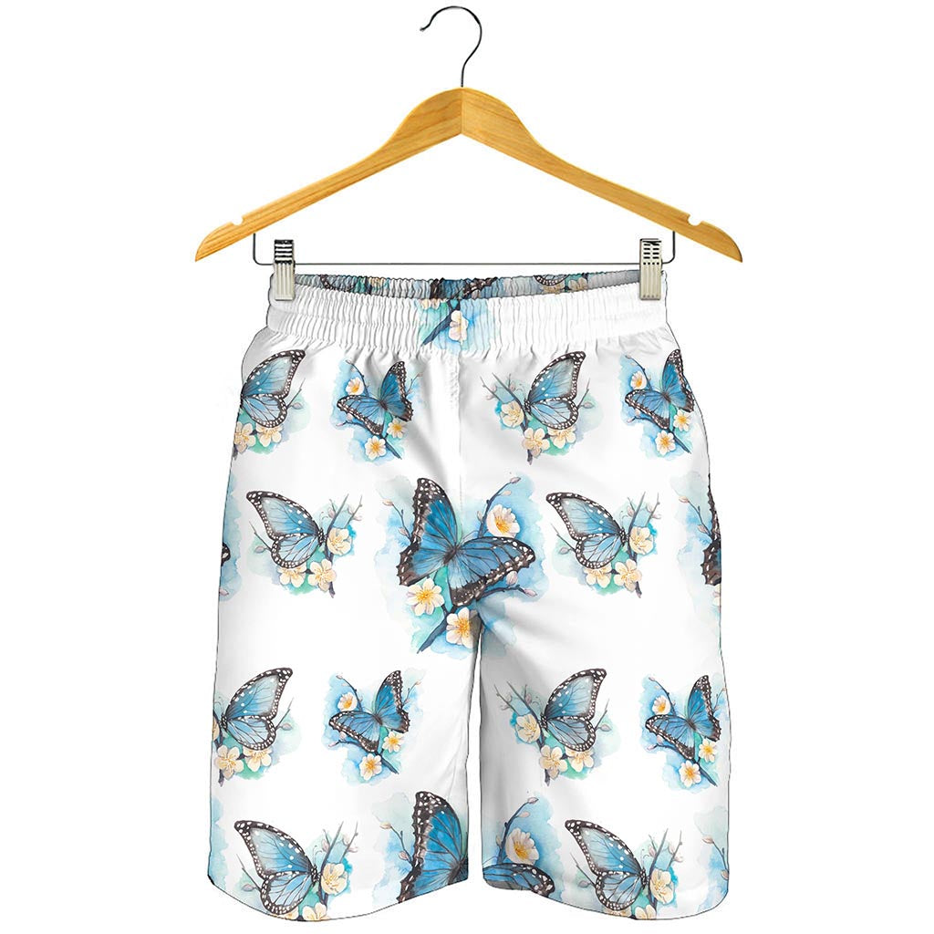 Blossom Blue Butterfly Pattern Print Men's Shorts