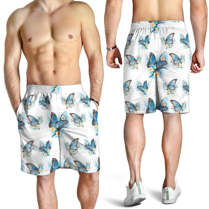 Blossom Blue Butterfly Pattern Print Men's Shorts