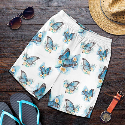 Blossom Blue Butterfly Pattern Print Men's Shorts