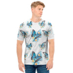 Blossom Blue Butterfly Pattern Print Men's T-Shirt