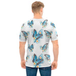 Blossom Blue Butterfly Pattern Print Men's T-Shirt