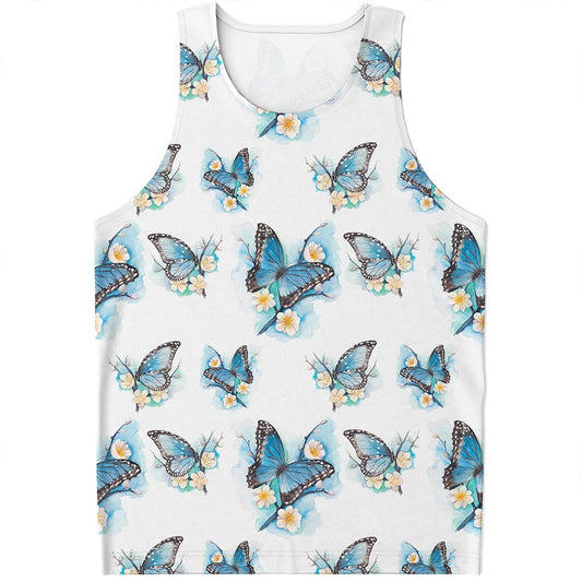Blossom Blue Butterfly Pattern Print Men's Tank Top