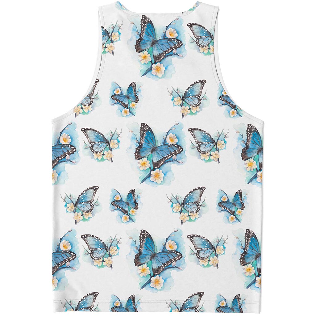 Blossom Blue Butterfly Pattern Print Men's Tank Top