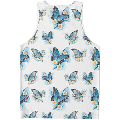 Blossom Blue Butterfly Pattern Print Men's Tank Top