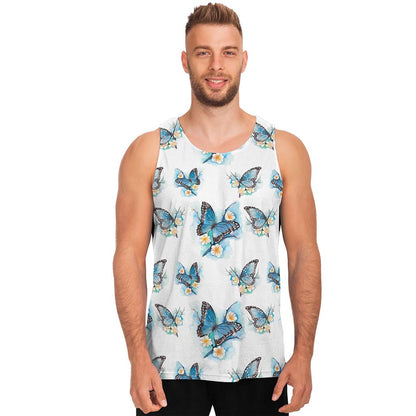 Blossom Blue Butterfly Pattern Print Men's Tank Top