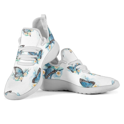 Blossom Blue Butterfly Pattern Print Mesh Knit Shoes GearFrost