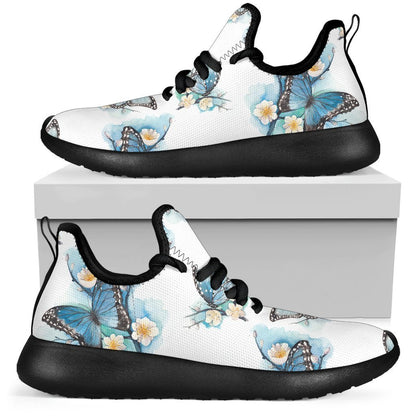 Blossom Blue Butterfly Pattern Print Mesh Knit Shoes GearFrost