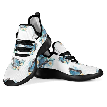 Blossom Blue Butterfly Pattern Print Mesh Knit Shoes GearFrost