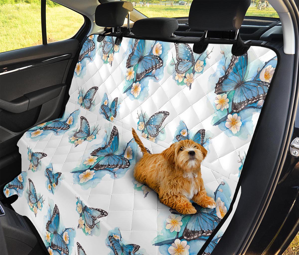 Blossom Blue Butterfly Pattern Print Pet Car Back Seat Cover