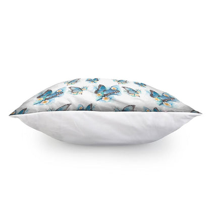 Blossom Blue Butterfly Pattern Print Pillow Cover