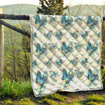 Blossom Blue Butterfly Pattern Print Quilt