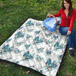 Blossom Blue Butterfly Pattern Print Quilt